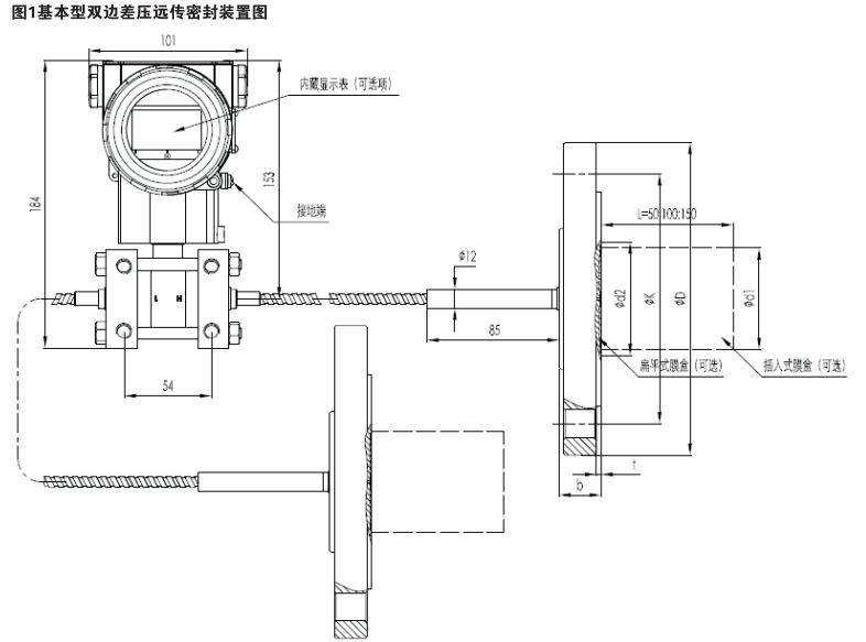 單晶硅遠(yuǎn)傳差壓變送器外形尺寸 單晶硅遠(yuǎn)傳差壓變送器外形尺寸