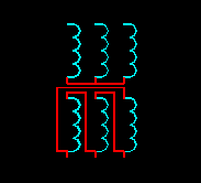 星形-三角形連接的三相變壓器電氣符號 星形-三角形連接的三相變壓器電氣符號