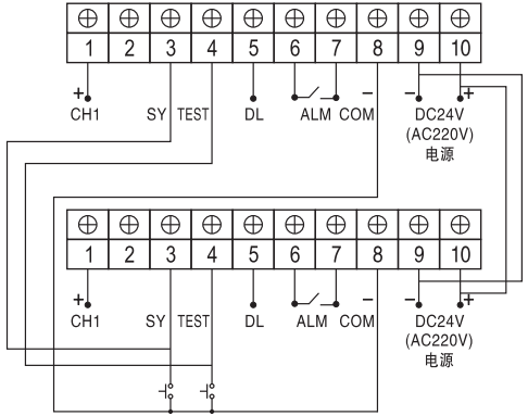 多臺單點閃光報警儀接線圖 多臺單點閃光報警儀接線圖