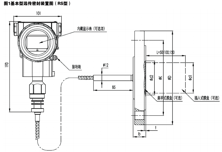 遠傳壓力變送器基本型密封裝置圖 遠傳壓力變送器基本型密封裝置圖