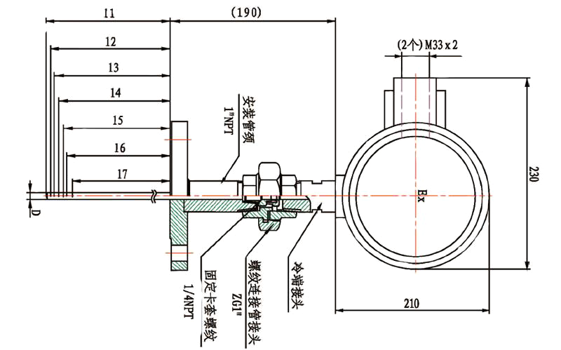 整體鎧裝多點熱電偶 整體鎧裝多點熱電偶