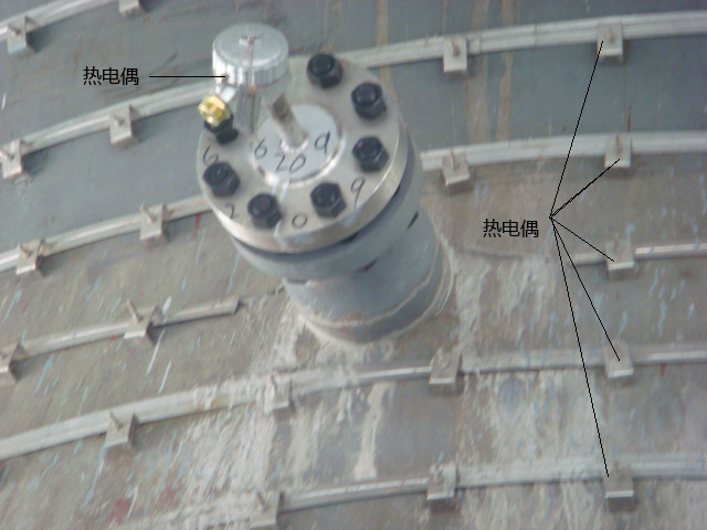 安裝于德士古汽化爐上的汽化爐熱電偶 安裝于德士古汽化爐上的汽化爐熱電偶