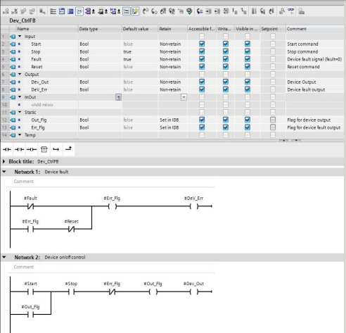 啟停控制帶故障保護邏輯的電機控制功能塊 啟停控制帶故障保護邏輯的電機控制功能塊