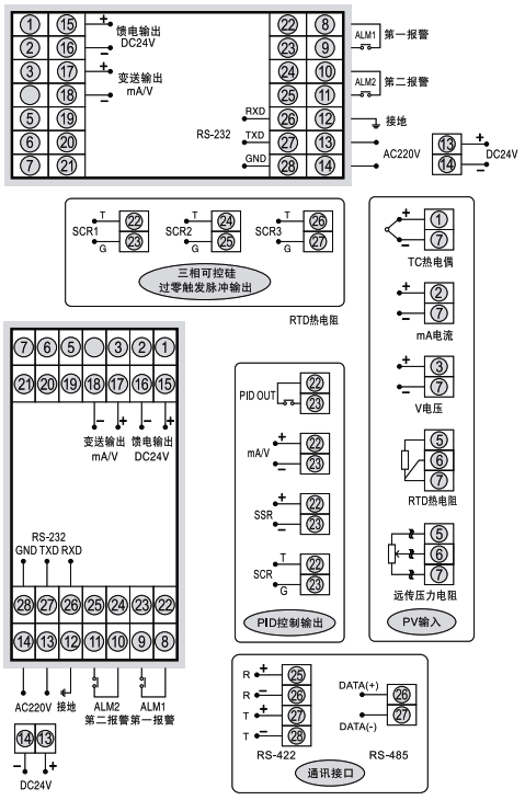 SWP-T805光柱調節器接線圖 SWP-T805光柱調節器接線圖