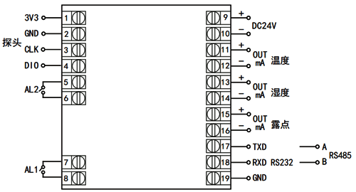 一體化溫濕度變送器接線圖 一體化溫濕度變送器接線圖