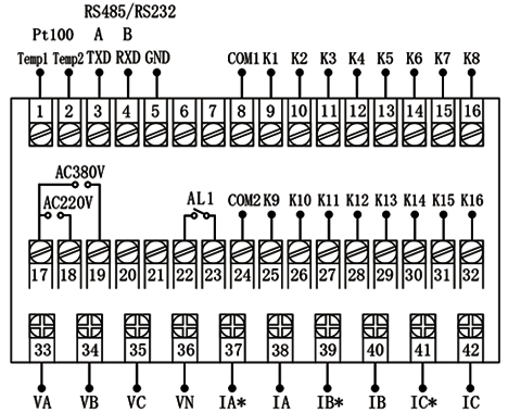 低壓無(wú)功功率自動(dòng)補(bǔ)償控制器端子圖 低壓無(wú)功功率自動(dòng)補(bǔ)償控制器端子圖