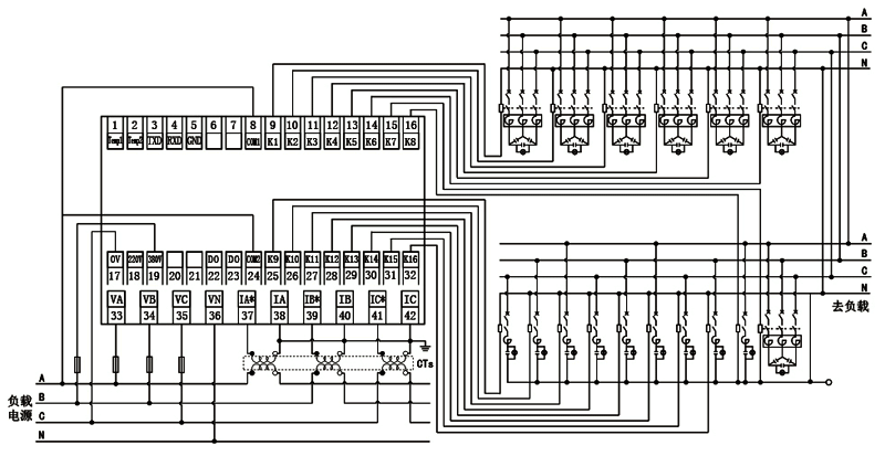 低壓無(wú)功功率自動(dòng)補(bǔ)償控制器接線圖 低壓無(wú)功功率自動(dòng)補(bǔ)償控制器接線圖