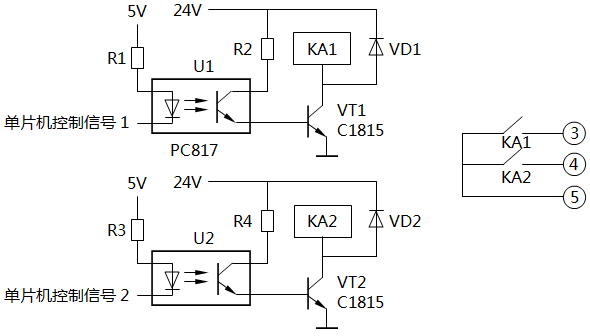 溫控器雙繼電器觸點開關輸出電路 溫控器雙繼電器觸點開關輸出電路