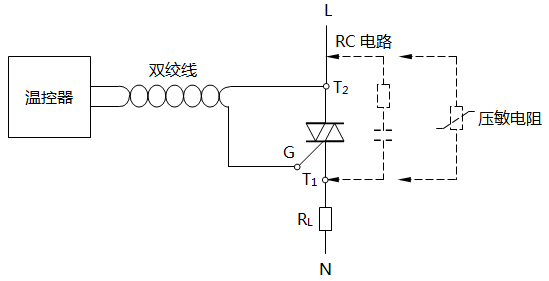 溫控器驅動晶閘管接線示意圖