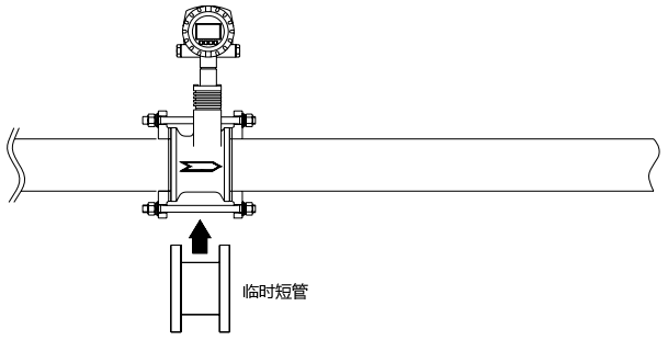 清洗管道時應暫時安裝一節短管代替渦街流量計 清洗管道時應暫時安裝一節短管代替渦街流量計