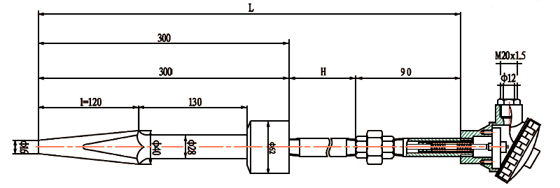 熱套式熱電偶結(jié)構(gòu) 熱套式熱電偶結(jié)構(gòu)