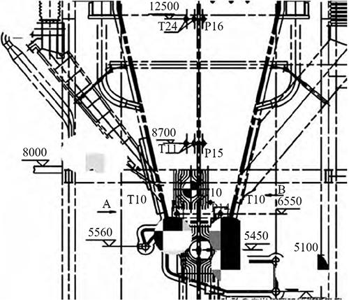 爐膛煙氣系統(tǒng)溫度測點圖 爐膛煙氣系統(tǒng)溫度測點圖