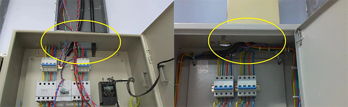 存在安全隱患的配電箱與橋架連接 存在安全隱患的配電箱與橋架連接