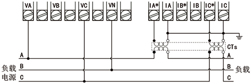采用無PT,2CT方式的電能質(zhì)量分析儀接線圖 采用無PT,2CT方式的電能質(zhì)量分析儀接線圖