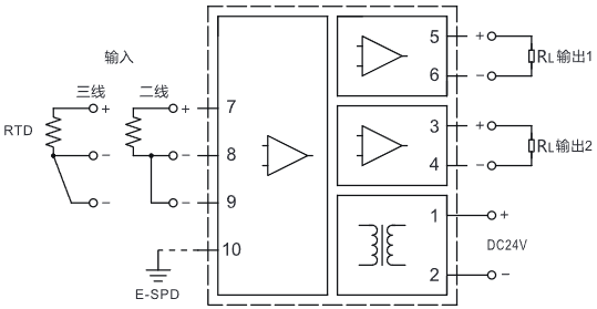 熱電阻溫度變送器接線圖 熱電阻溫度變送器接線圖