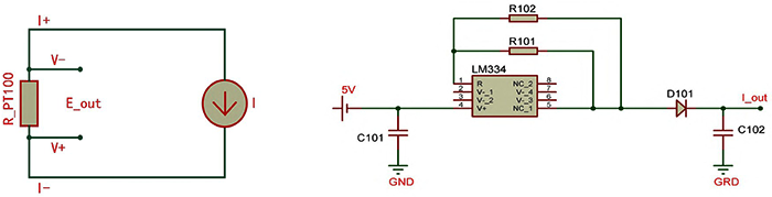 電阻四線制接線電路與恒流源電路圖 電阻四線制接線電路與恒流源電路圖