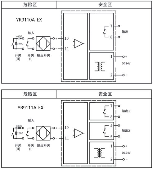 開關量輸入隔離安全柵接線圖 開關量輸入隔離安全柵接線圖