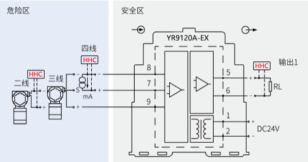 檢測端隔離式安全柵接線圖 檢測端隔離式安全柵接線圖